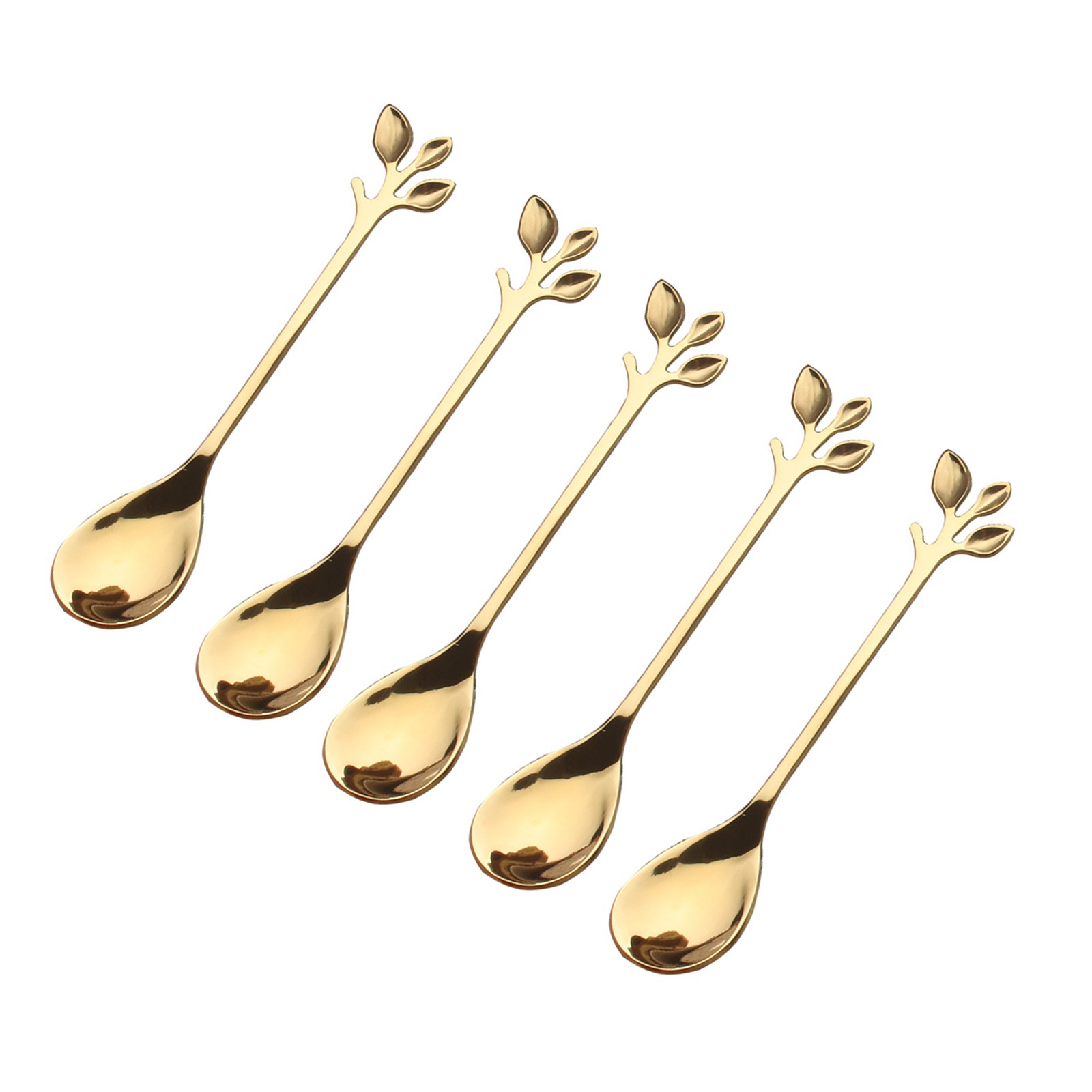 5pcs Stainless Steel Spoon Branches Leaf Spoon Kitchen Tableware Cooking Gift c