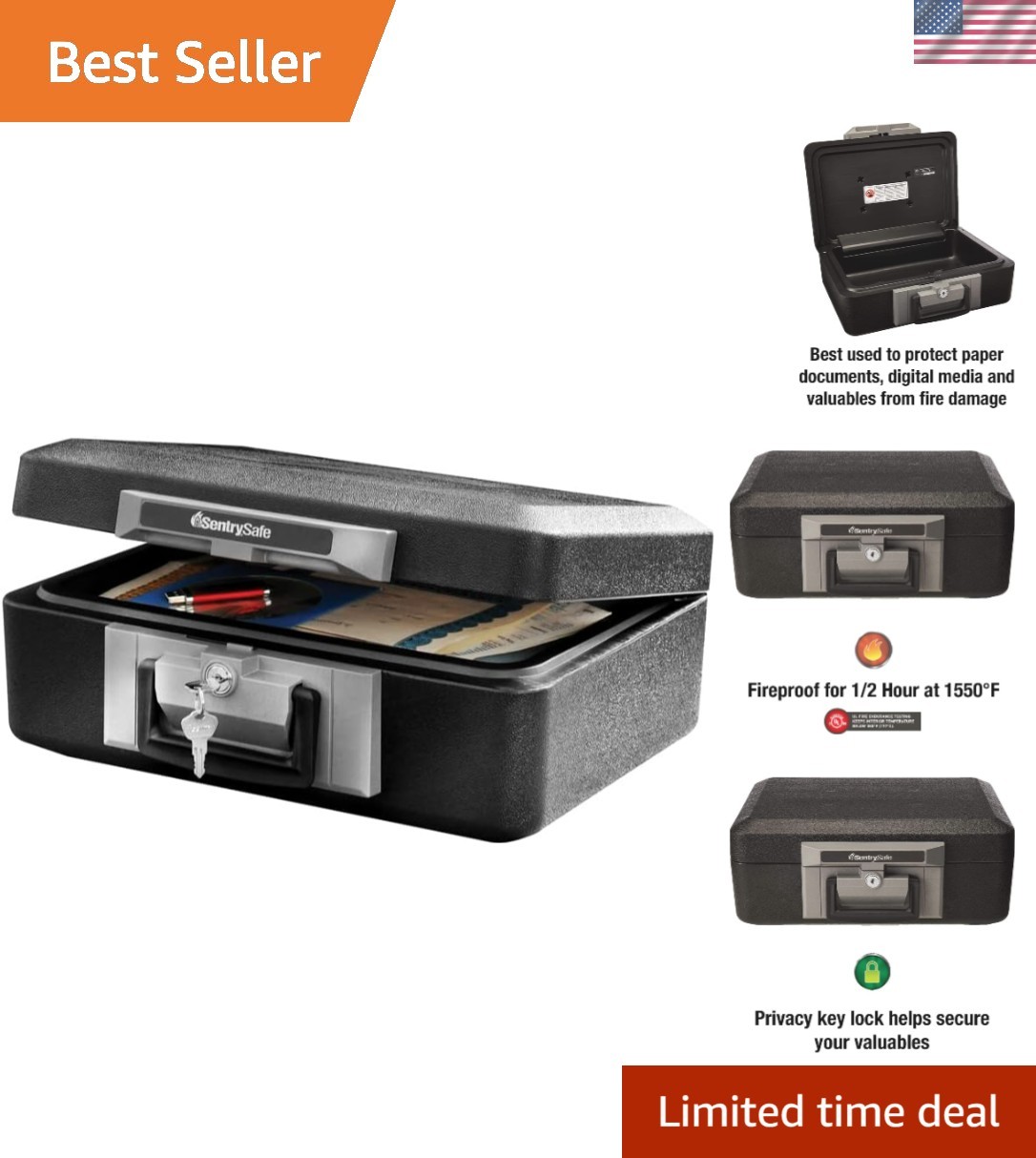 Classified Fireproof Safe with Key Lock - Protect Your Valuables Effortlessly