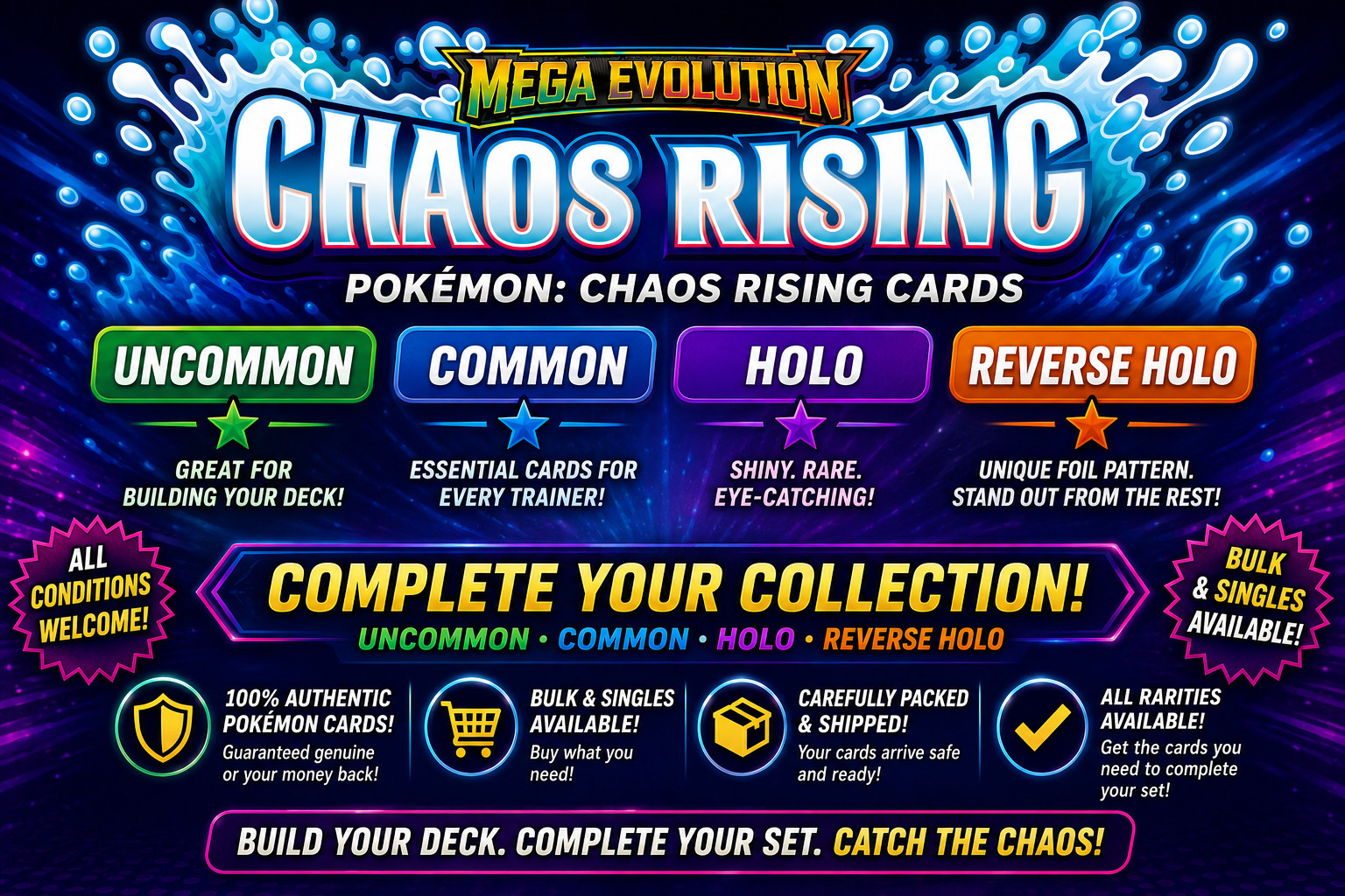 Pokémon - Chaos Rising: Pick Your Card - Normal/Holo/RH/EX - FREE SHIPPING ON 2+