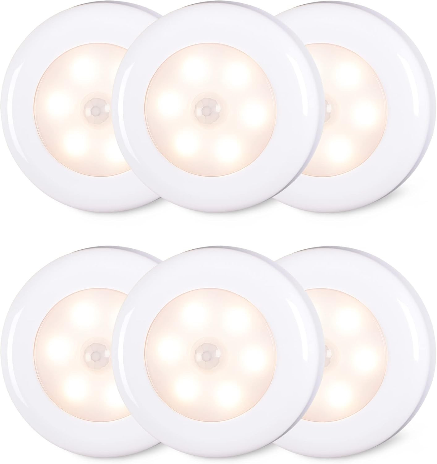 6 Pack 2.8” Motion Sensor Lights Indoor AAA Battery Operated, Stick on LED Puck