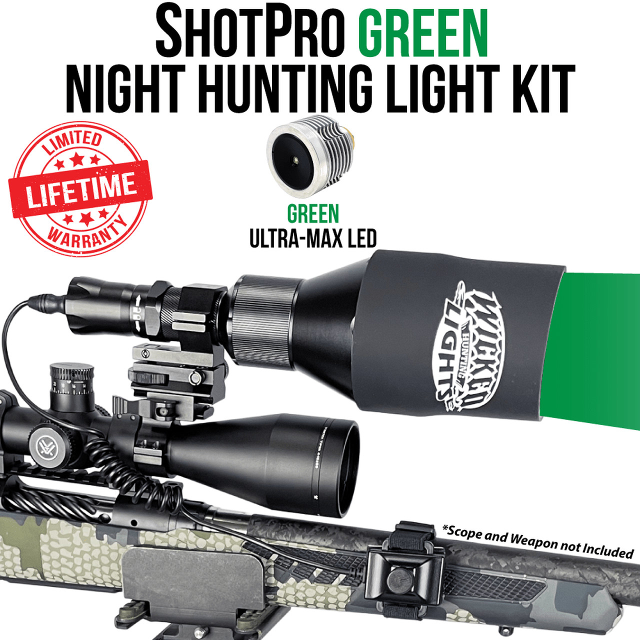Wicked Lights ShotPro™ Night Hunting Light Kit w/ Green LED for Coyotes Hogs