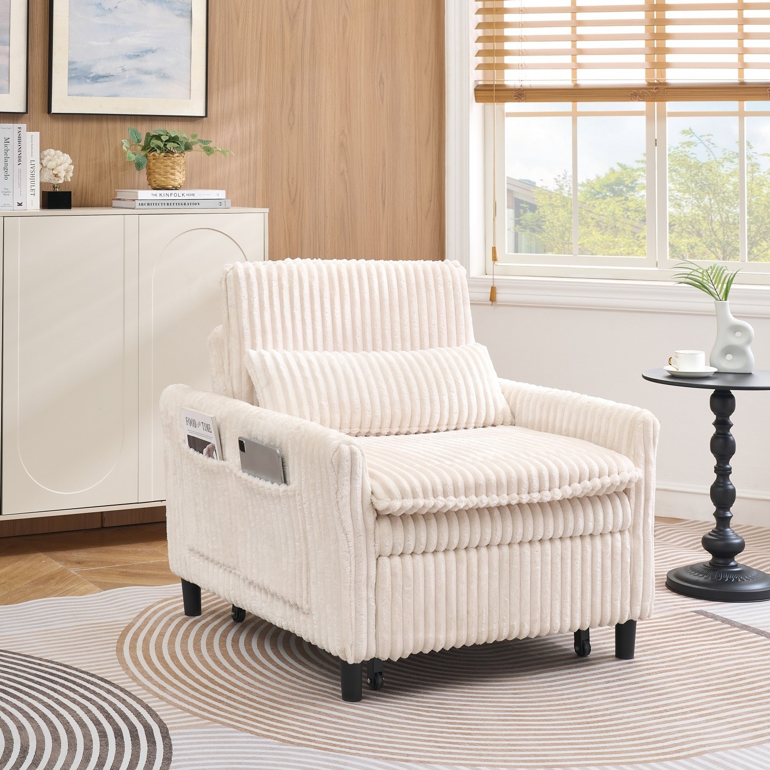 Corduroy 3 in 1 Convertible Sofa Bed Folding Recliner Sleeper Sofa Chair