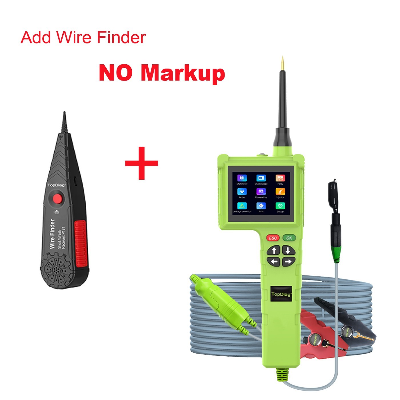 TopDiag P200 PRO 9V-48V Circuit Tester Can Test/Cleaning Fuel Injector Analyzer