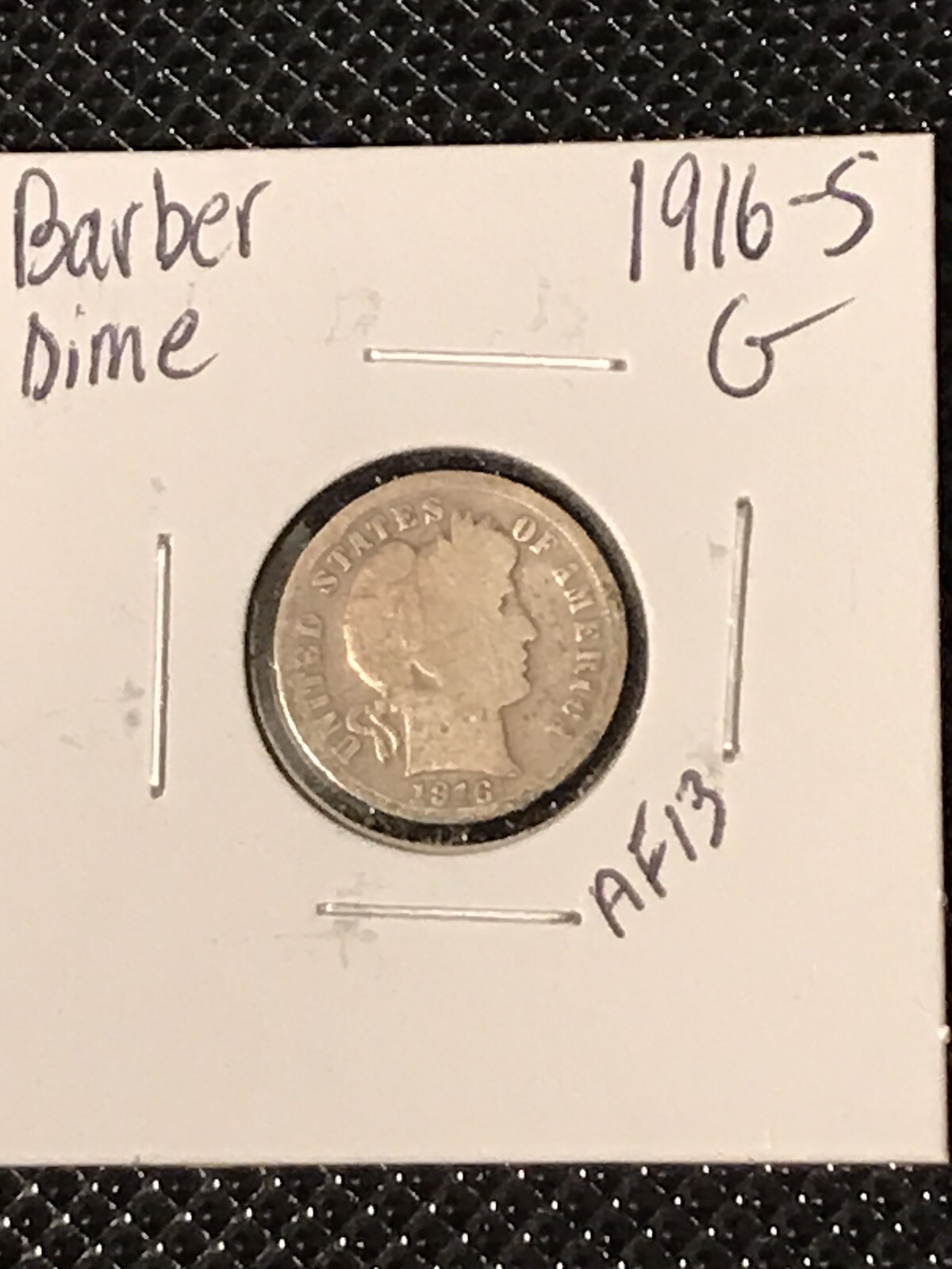 1916-S Barber Dime Details-Scratch on Reverse