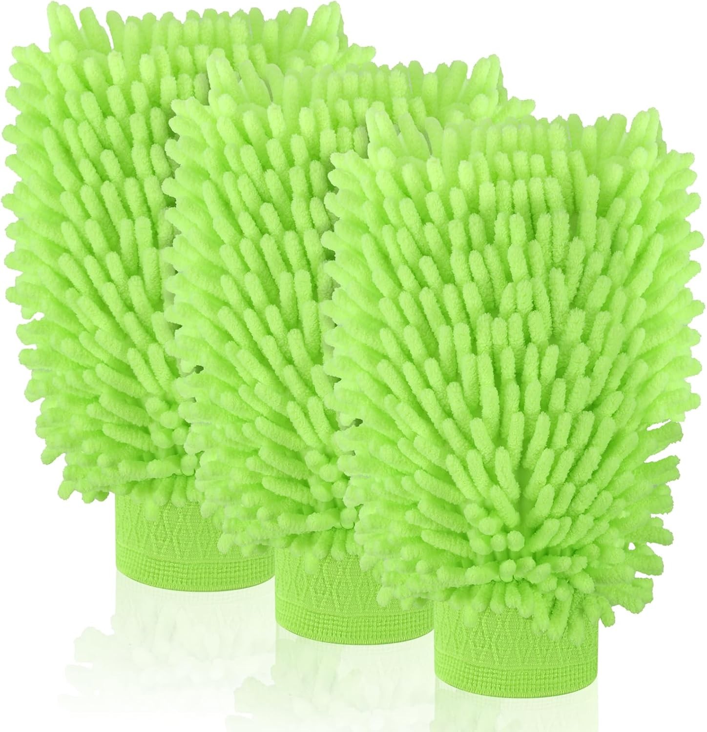 3 Pack Chenille Microfiber Car Wash Mitt, 7" x 9.6" Car Washing Mitts, Home Dust