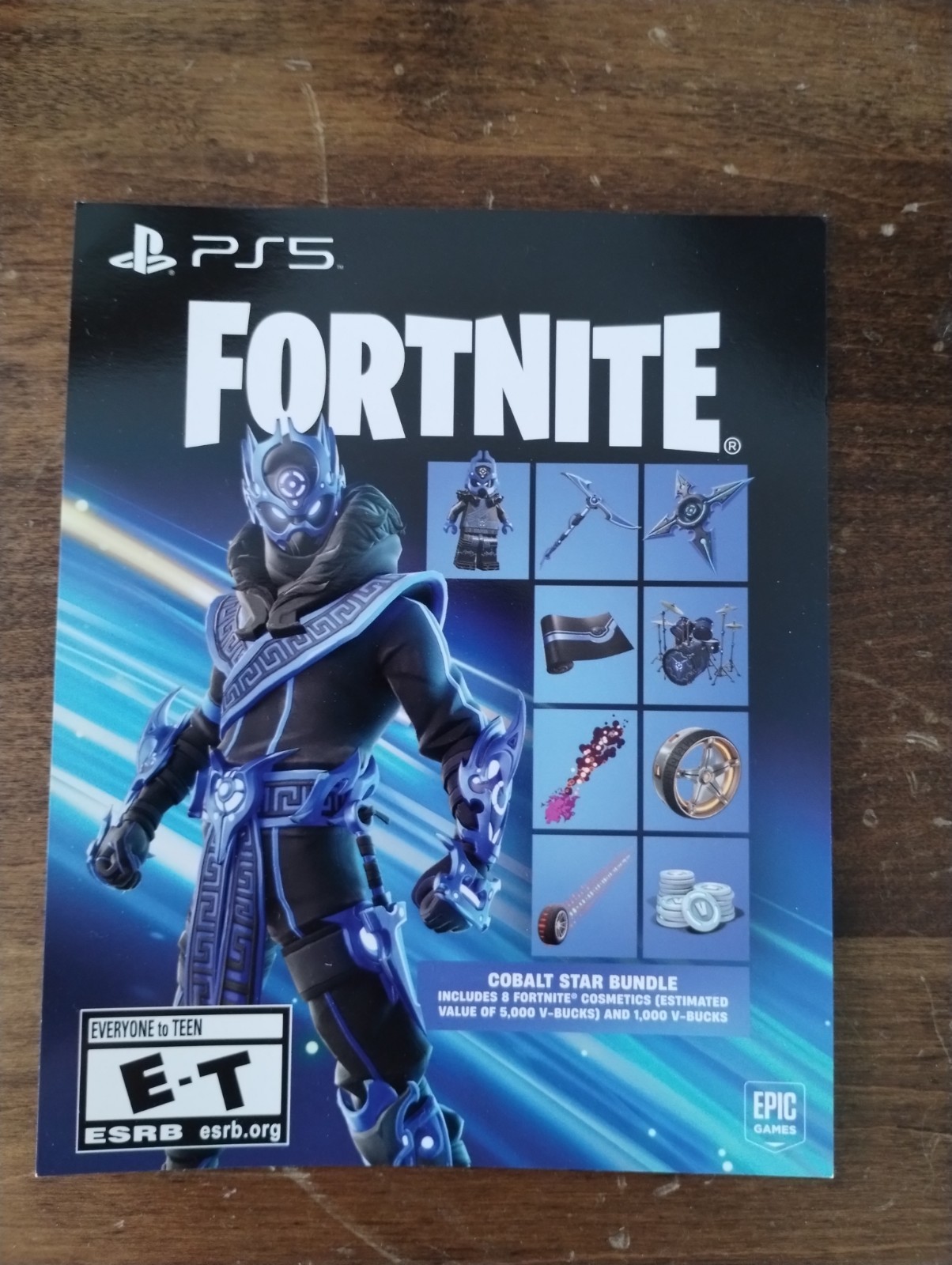 Fortnite Cobalt Star Bundle Code Card 1000 Vbucks Physical shipping