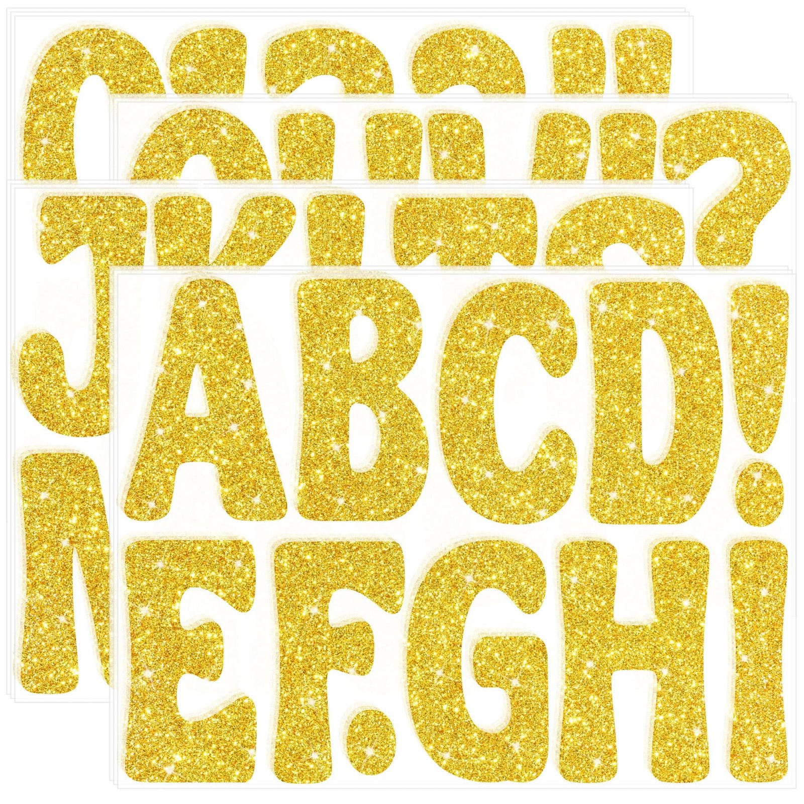 Bulletin Board Letters 129 PCS Glitter Gold Letter Stickers 12 Sheets Large 4...