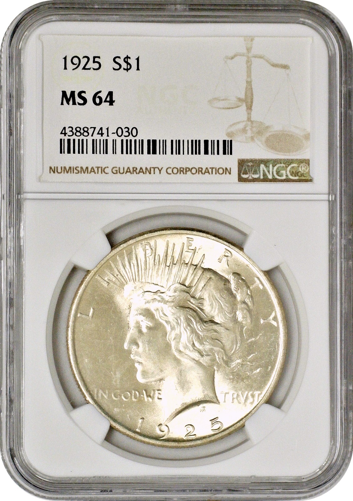 1925 Peace Silver Dollar $1 NGC MS64 Choice Uncirculated