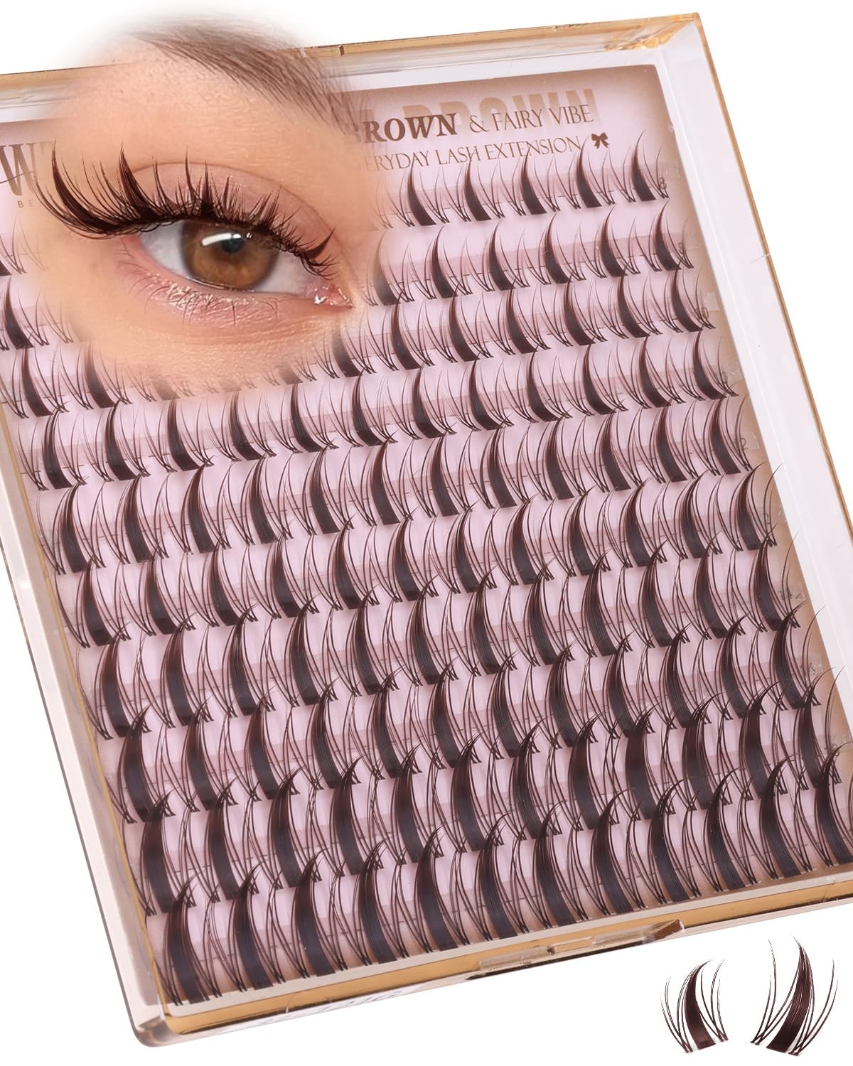 Brown Lash Clusters Manga Eyelash Clusters Natural Lash Extensions 8-16mm Wis...