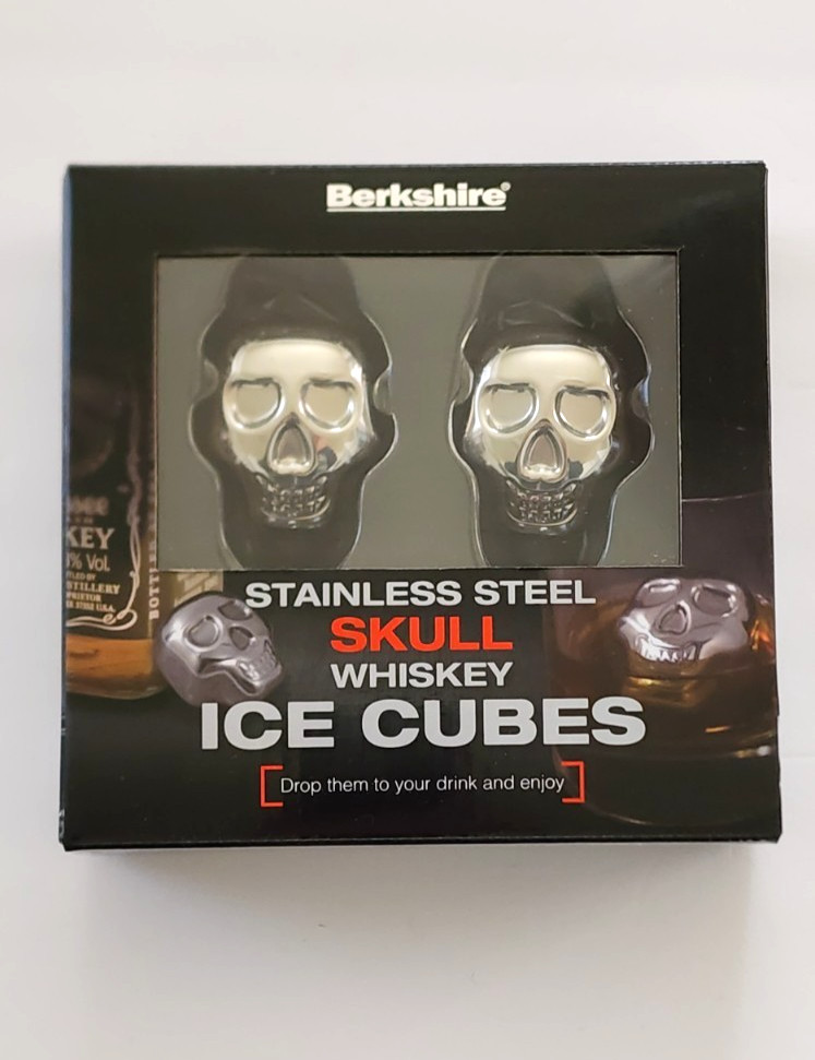 Whiskey Ice Cubes Stainless Steel Skull Berkshire Skull 2 Pack