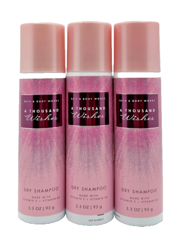NEW Bath & Body Works Lot of 3 Bottles A Thousand Wishes Dry Shampoo 3.3 oz Full