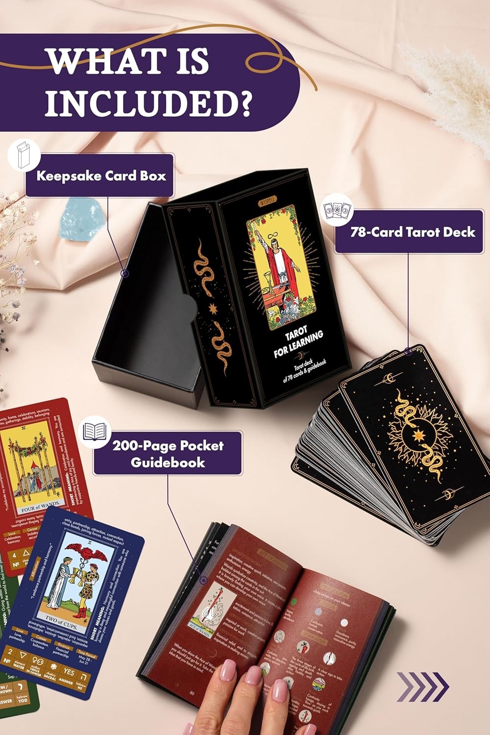 Wyspell Tarot for Learning - Cards with Meanings on Them - Beginner...
