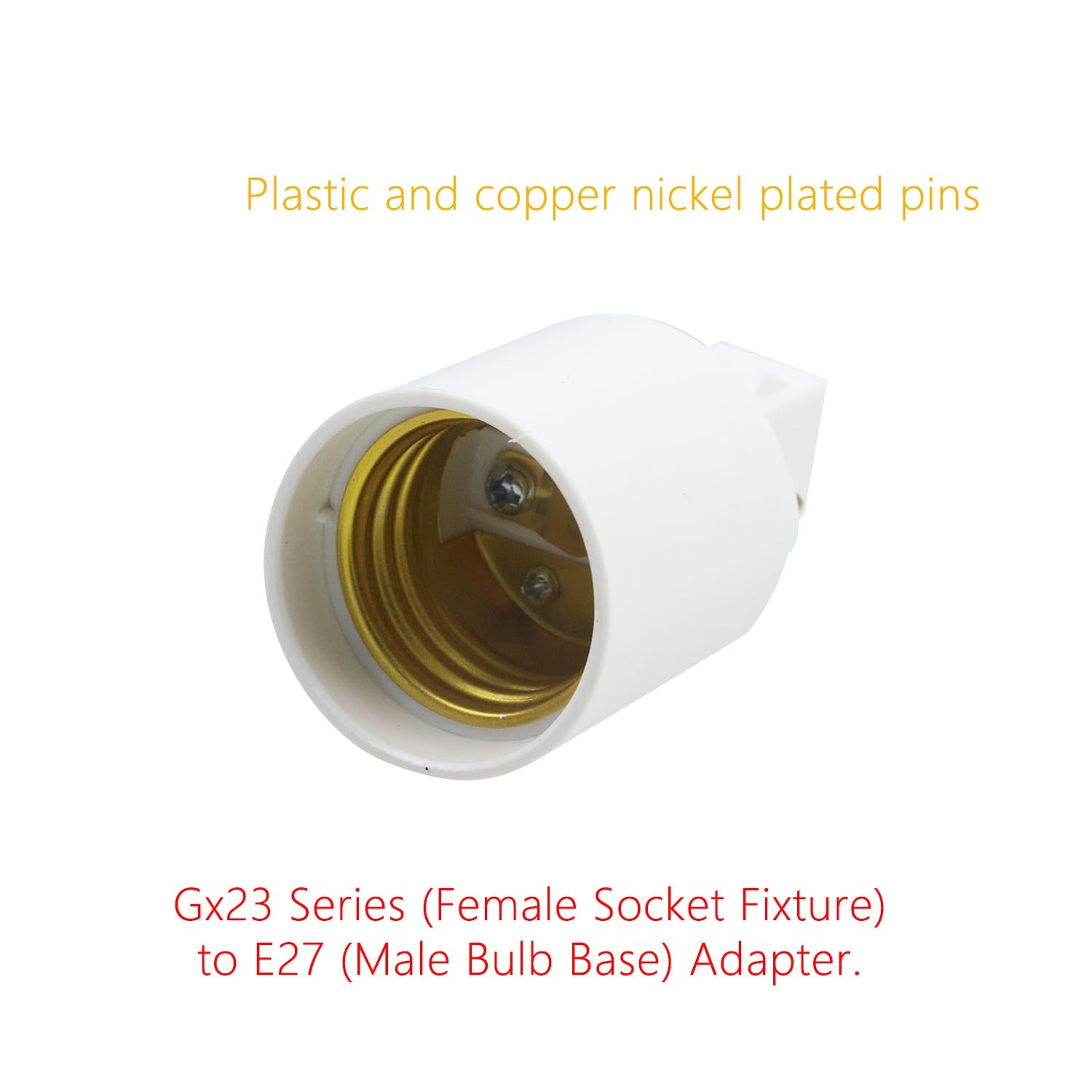 Geesatis 4 Pcs Light Socket Adapter Gx23 to E27 Converters Lamp Holder White