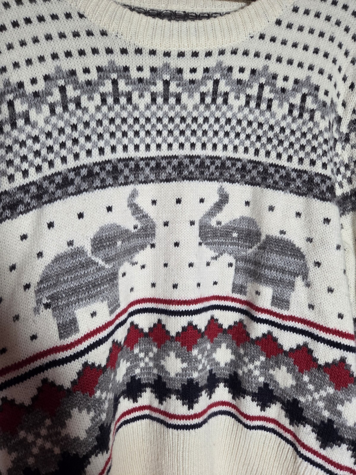 Ayuko Elephant Knit Fairisle Jumper Size Large
