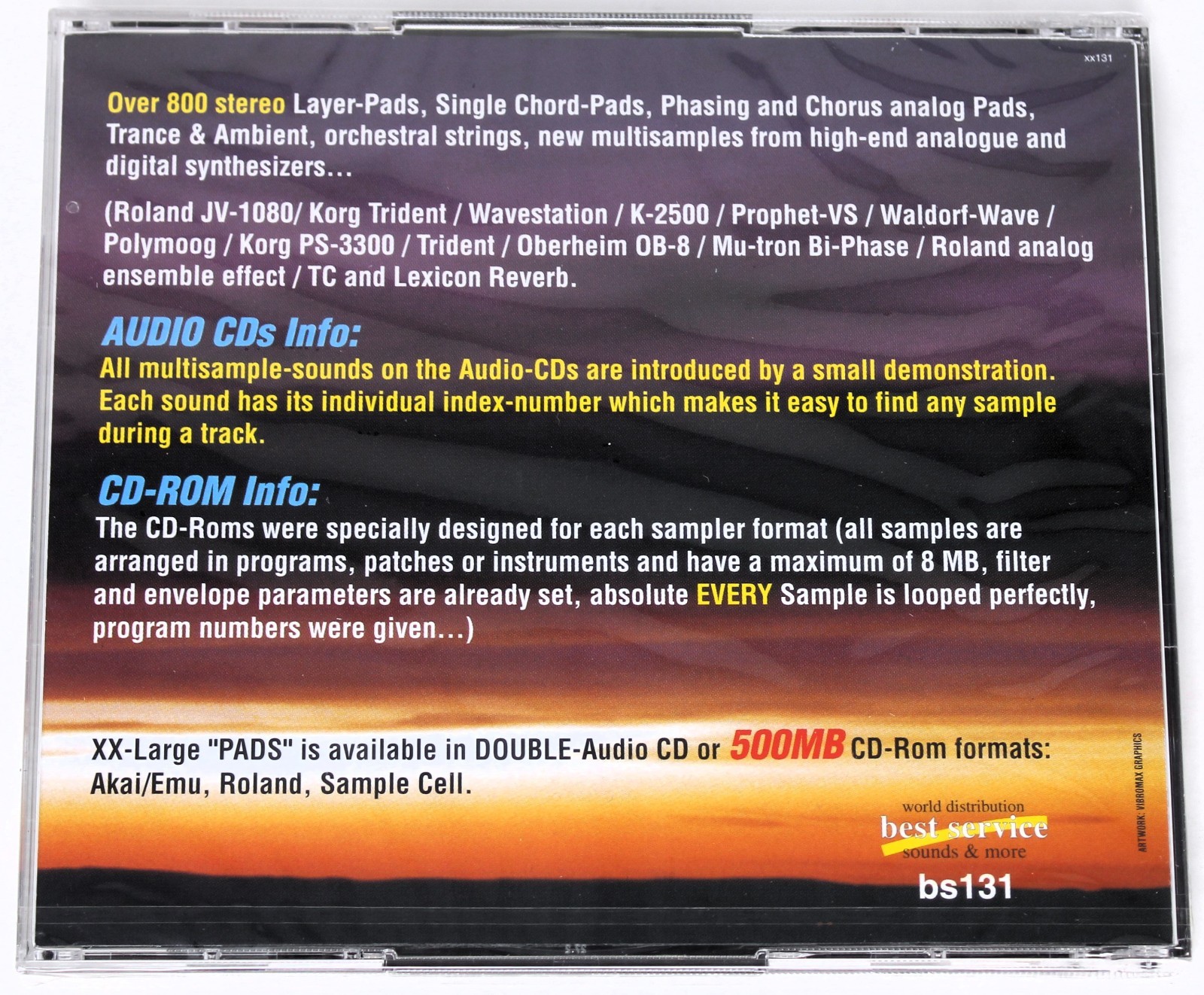 Best Service XX-Large Pads Sample Library/Sound Library/Sampling Double CD 1990s