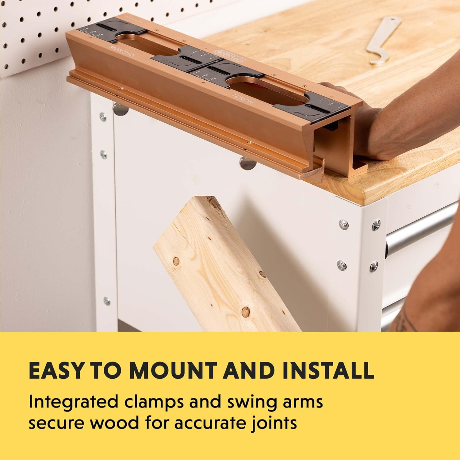 Mortise and Tenon Jig - Drill Template Set with Hollow Chisel Bit Attachment
