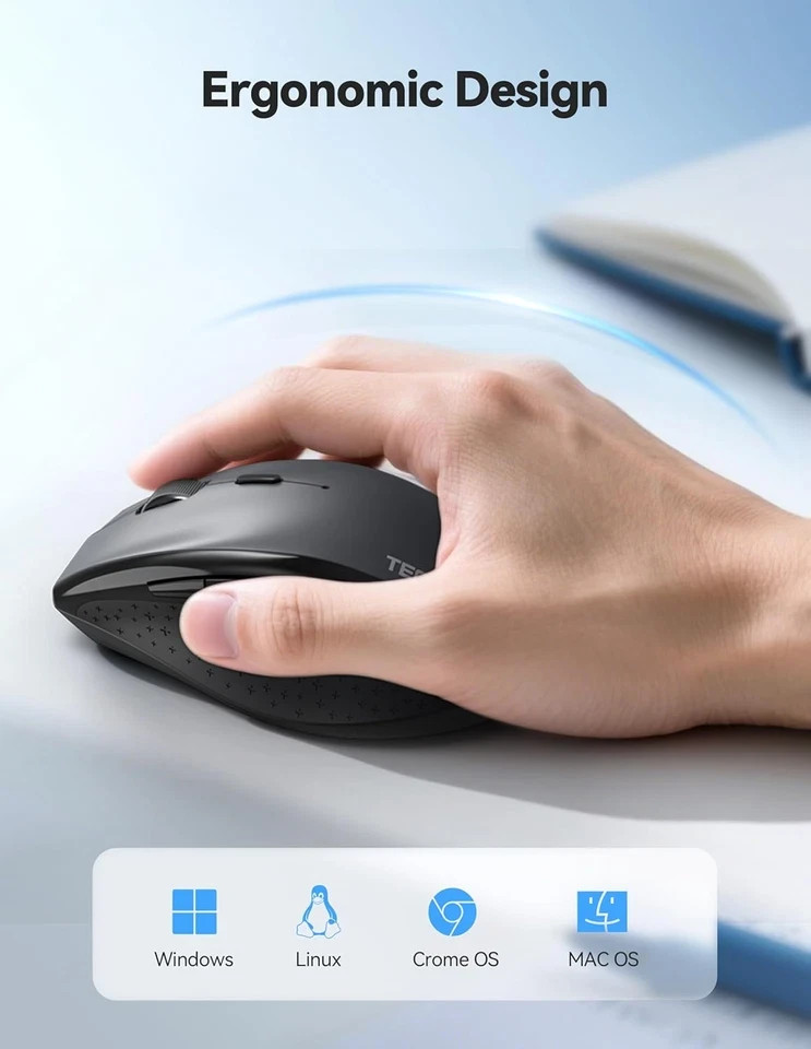 TECKNET Rechargeable Wireless Mouse–Ergonomic Precision & Silent-DAY FREE DELIVE