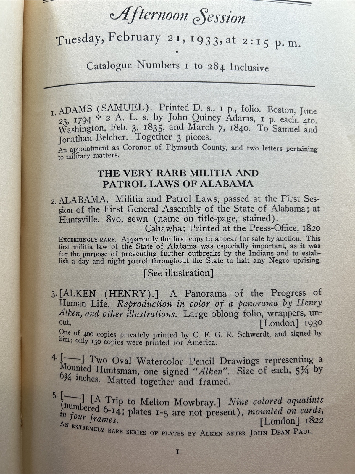 Anderson Galleries Catalog: Owen Culbertson & Thomas Bauchle Collection- 1933