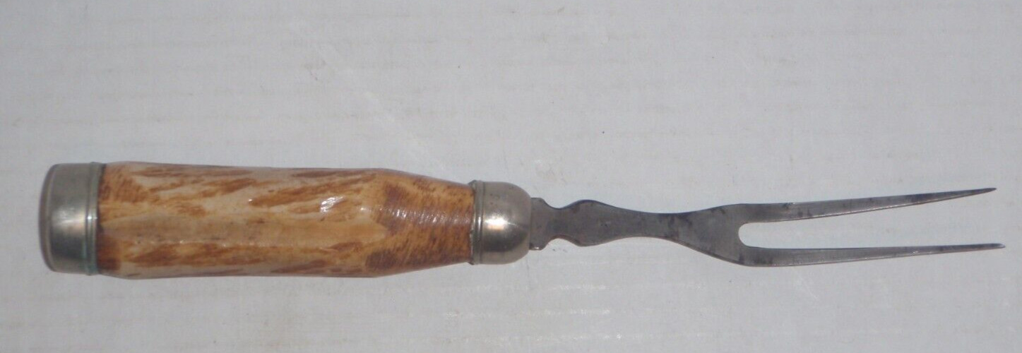 Vintage Stag Antler Handle Carving Fork 9 1/2"