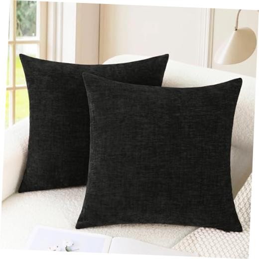 Throw Pillow Covers Decorative 22 X 22 Inches Pack 22" x 22" (Pack of 2) Black