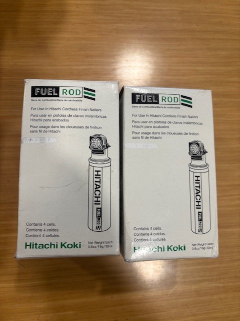 2- four packs of Hitachi koki # 728981 cordless finish nailer fuel rod