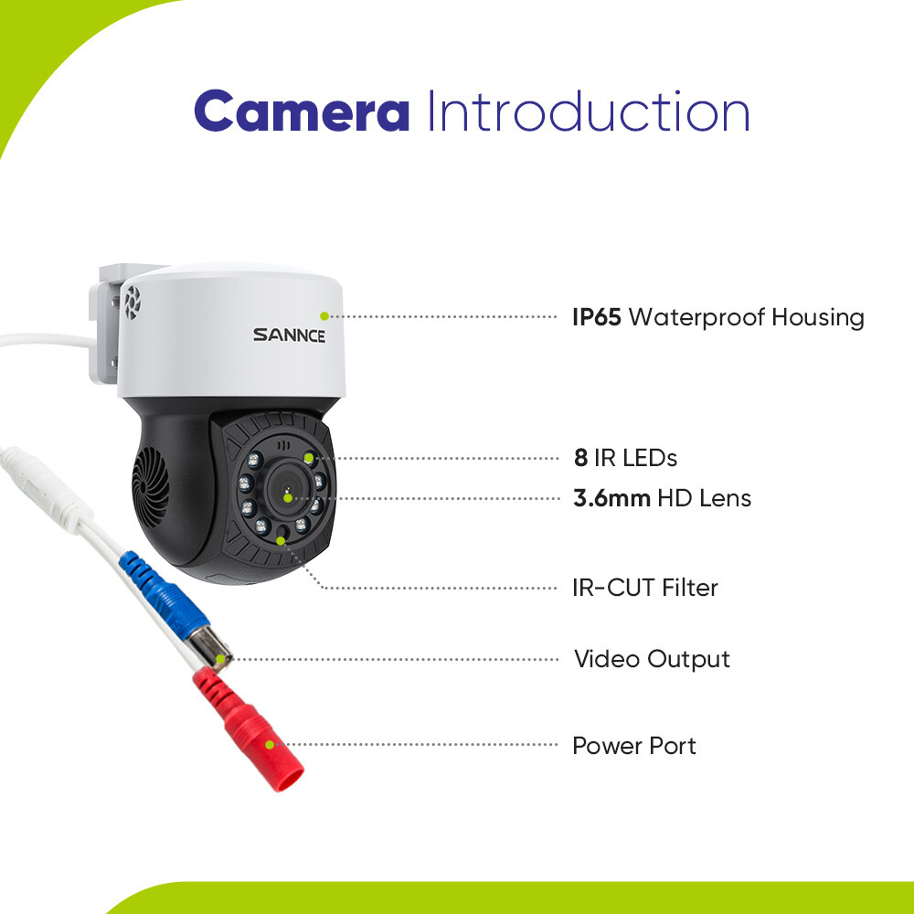 SANNCE 1080P Outdoor Security Camera Outdoor Night Vision 360°Pan Tilt APP Contr
