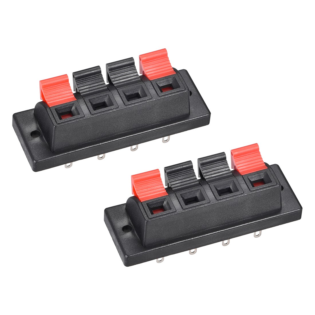 4 Way Spring Speaker Push Release Connector Terminals Strip Block WP4-10 2Pcs