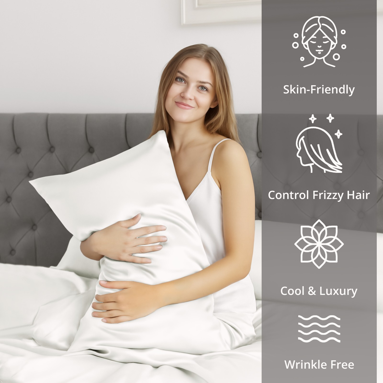 Satin Bed Sheet Set 4 Piece Silky Soft Deep Pocket Cooling Sheets Wrinkle-Free
