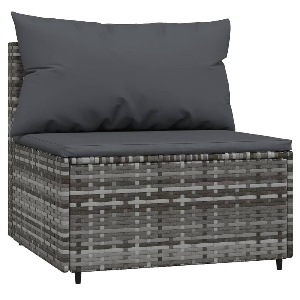 Patio Lounge Set Grey PE rattan Compact Adjustable Feet