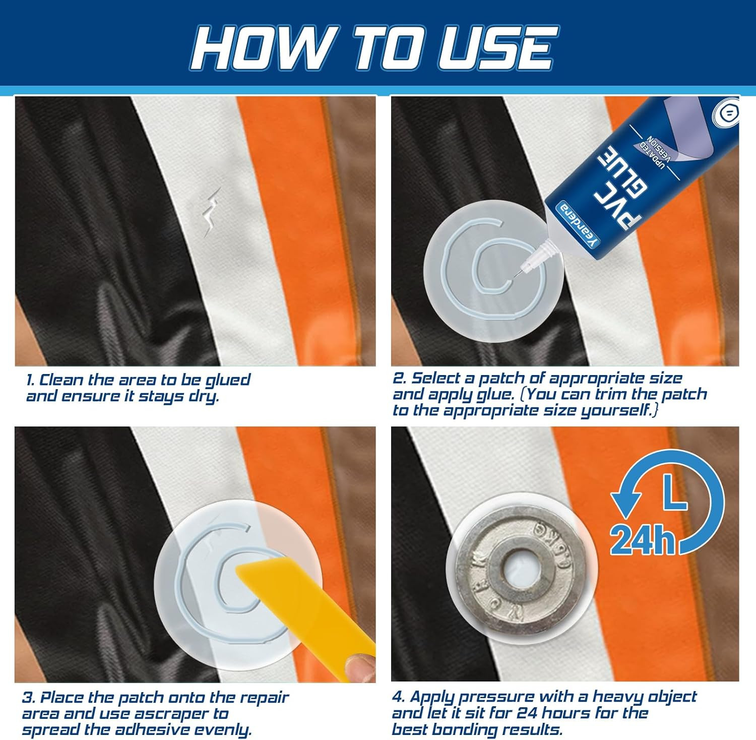 Air Mattress Patch Kit, Waterproof Vinyl Repair Kit, High Strength PVC Adhesive