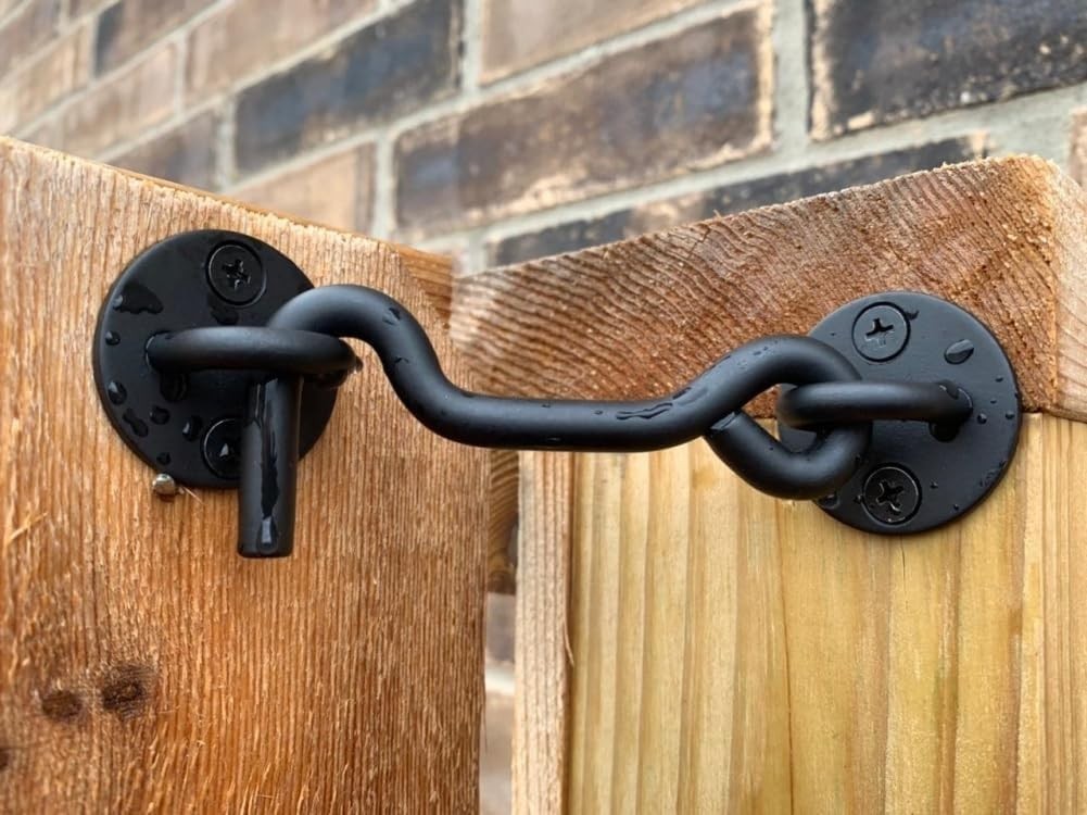 Elegant 4-Inch Privacy Hook and Eye Latch for Sliding Barn Doors - Black