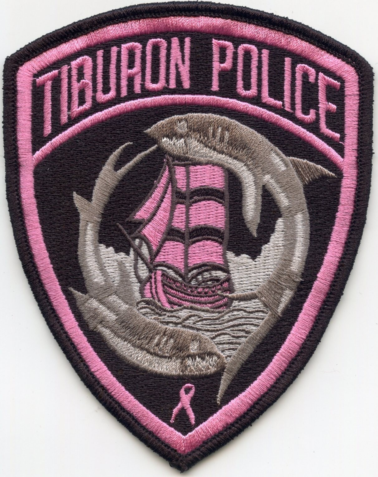TIBURON CALIFORNIA Breast Cancer Awareness SAILING SHIP PINK POLICE PATCH