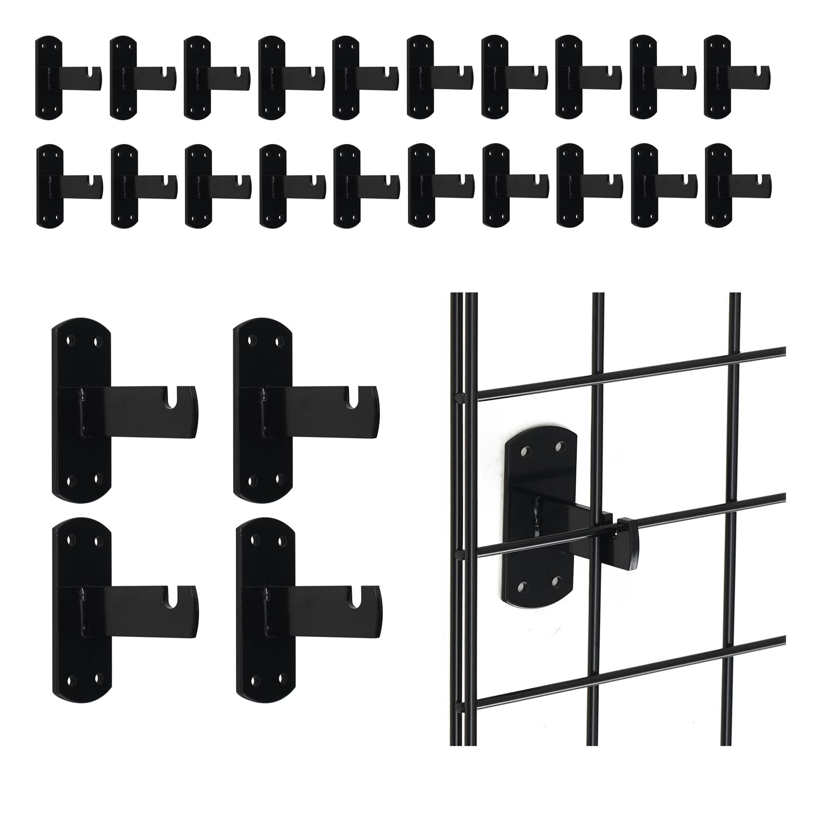 Gridwall Mount Brackets for Grid or Slatgrid Panels Black Box of 24 Pcs