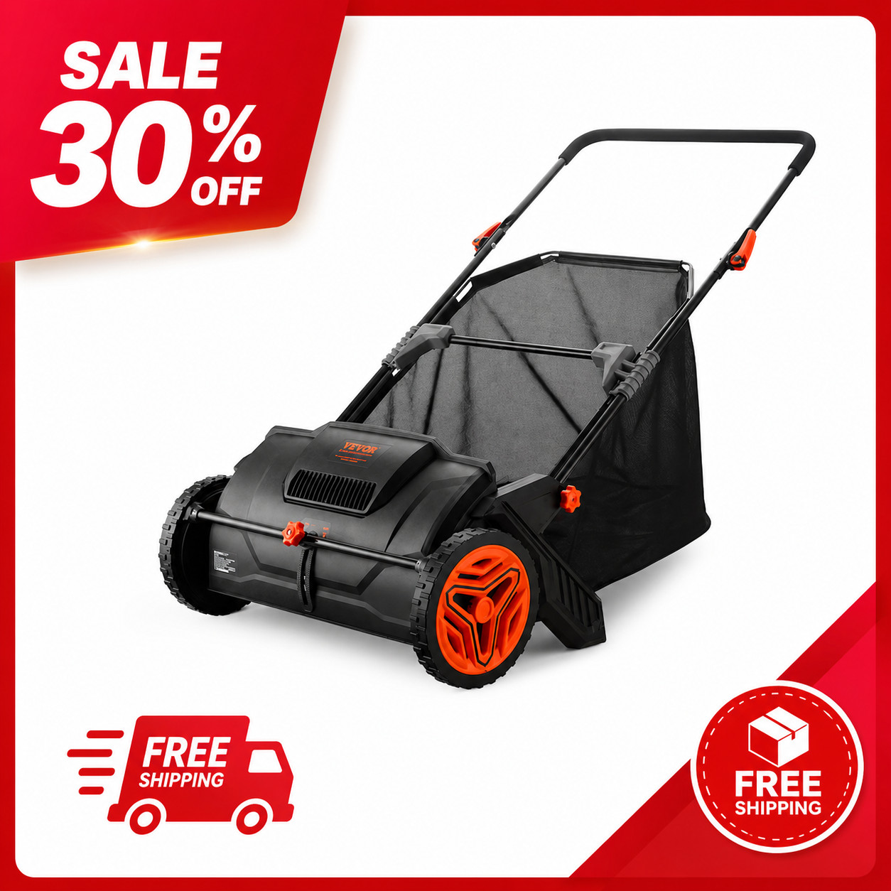 [BIG DEAL] VEVOR 21" Tow Behind Lawn Sweeper 3.5 Cu Ft Leaf & Grass Collector