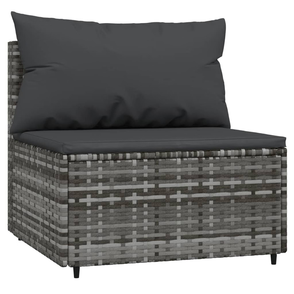 Patio Lounge Set Grey Poly Rattan Medium Adjustable Feet