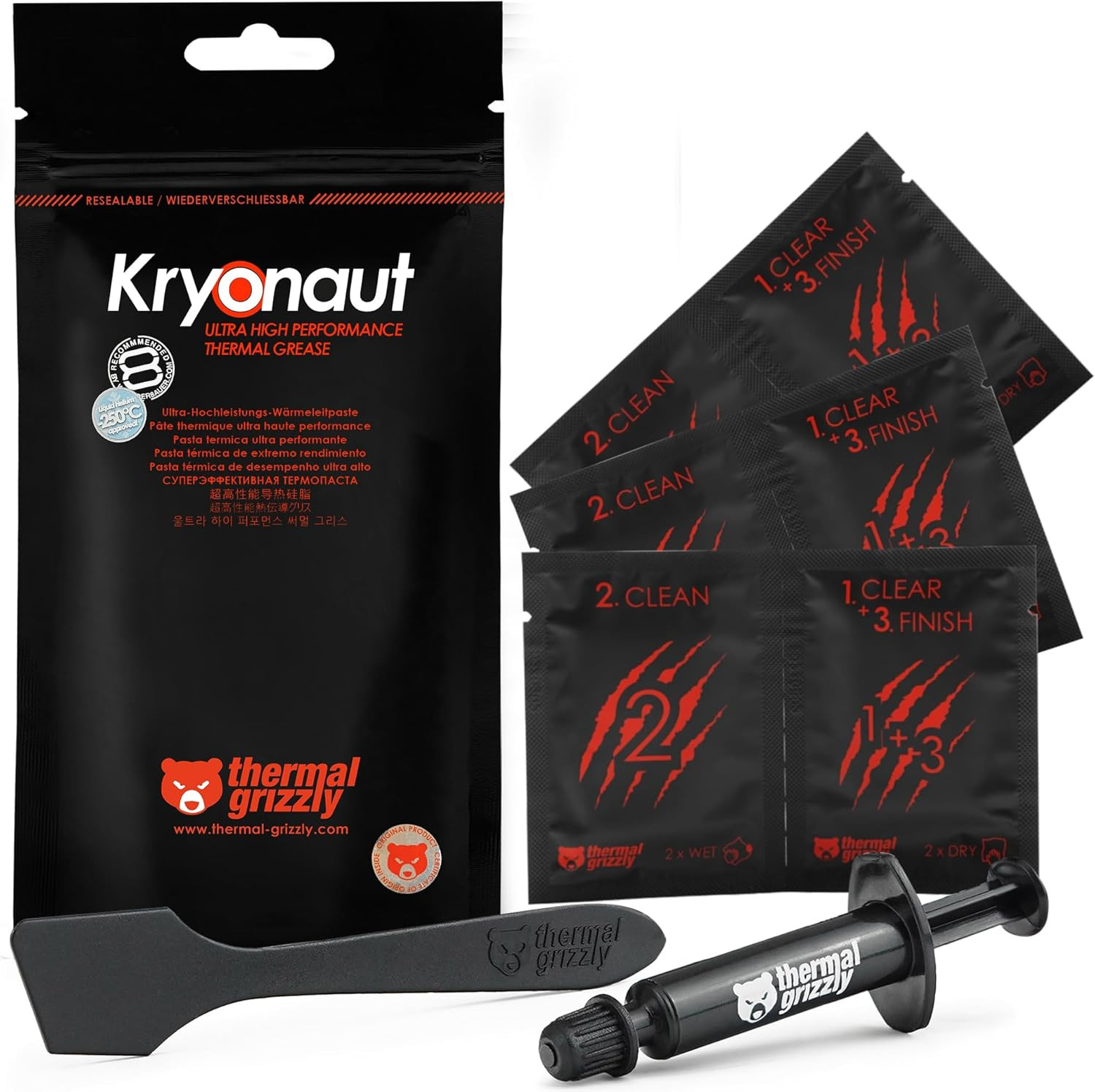Kryonaut - 1 Gram - Extremely High Performance Thermal Paste + 12 Cleaning Wipes
