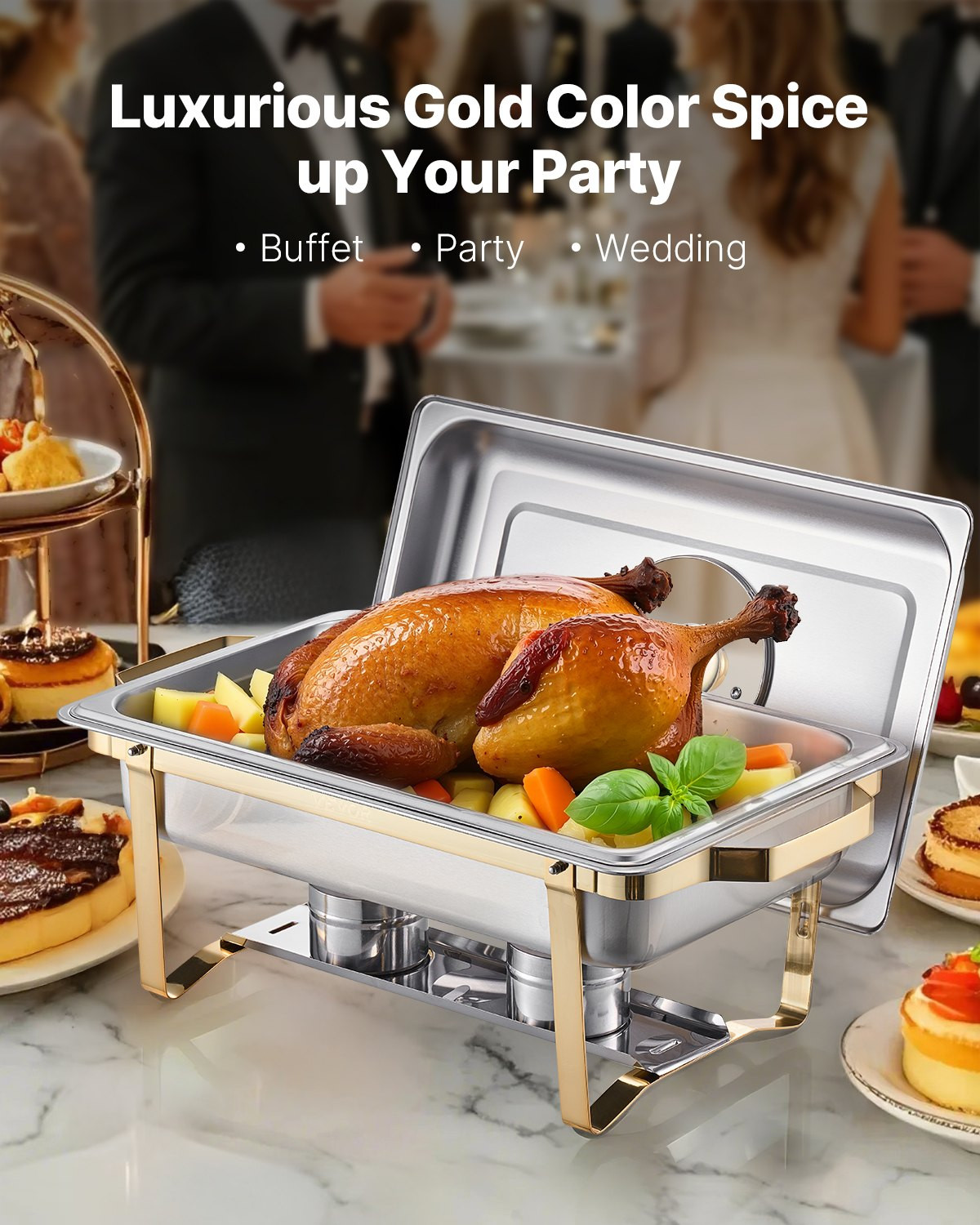 Chafing Dish Buffet Set, 8 Qt 4 Pack, for Wedding Party Banquet