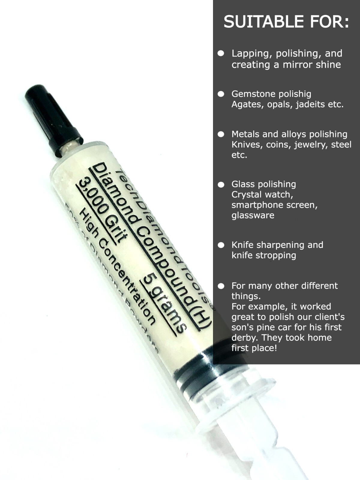 Diamond Paste Compound Polishing Lapidary 3,000 (H) Grit 5 Gram (USA MADE)