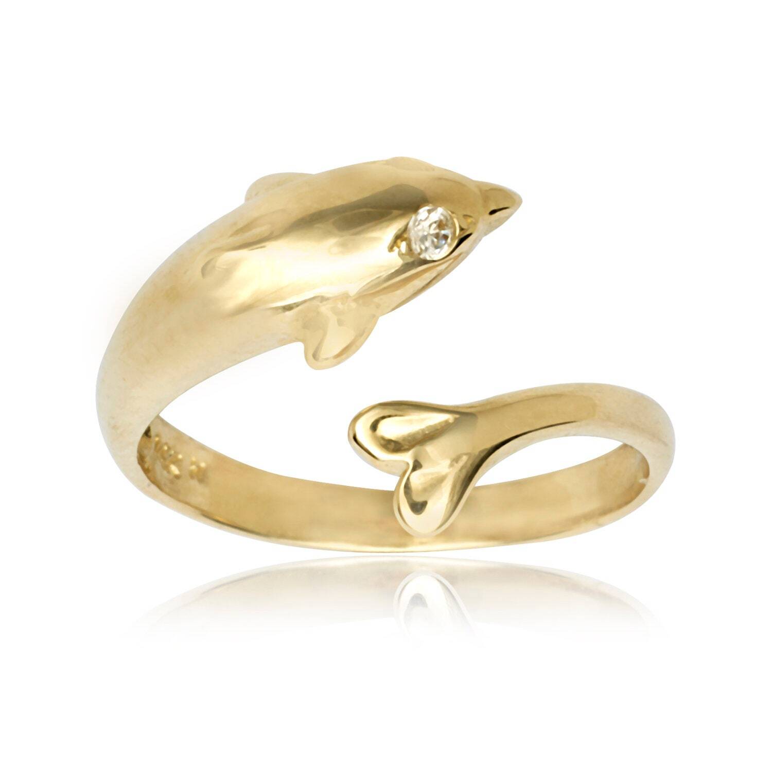 Solid 10K Yellow or White Gold Adjustable Nautical Dolphin Toe Ring -Nautical