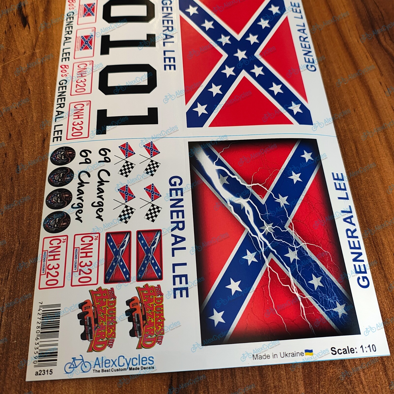 DUKE OF HAZZARD 1/10 Scale GENERAL LEE Tamiya HPI Full Decals Stickers New Look
