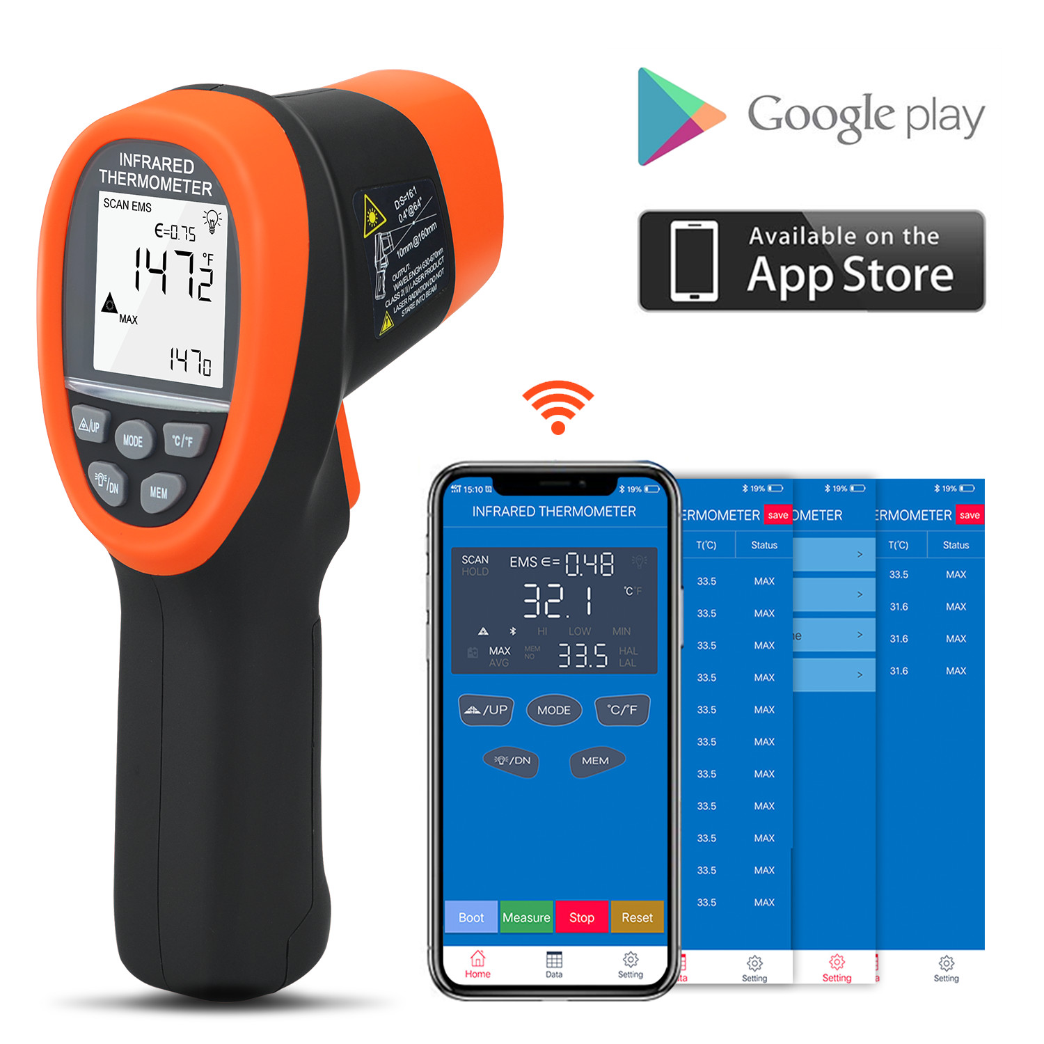 Infrared Thermometer -58°F to 1472°F/800℃ Dual Laser Temperature Gun Non-Contact