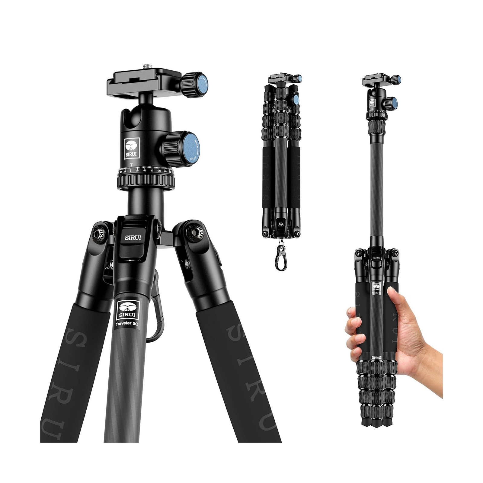 Sirui Compact Traveler 5C Tripod 54.3 inches Lightweight Carbon Fib... Fast Ship