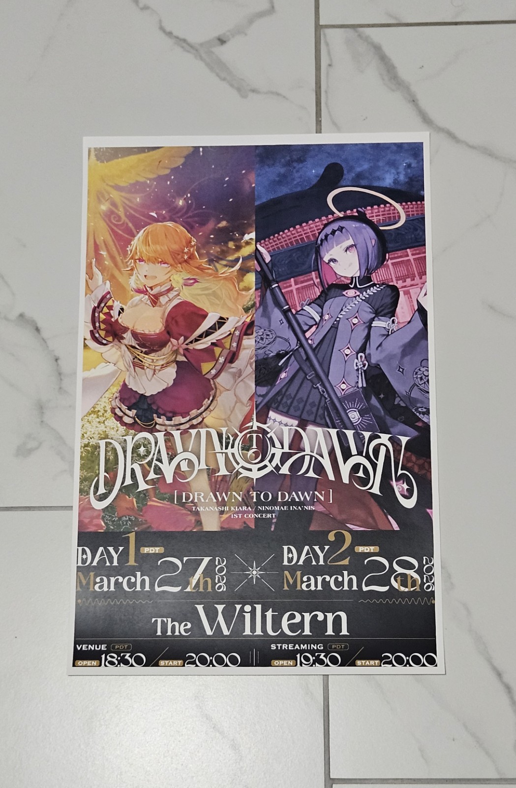Hololive English Drawn To Dawn Concert Poster Takanashi Kiara Ninomae Ina'nis