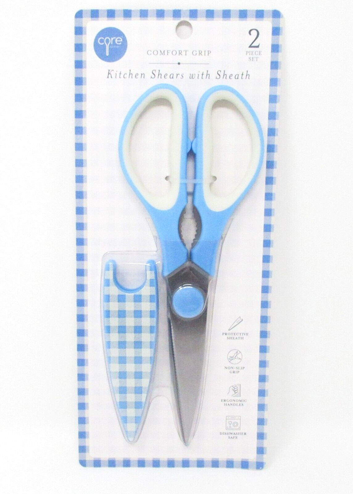 Kitchen Scissors Shears with cover 8" stainless steel ergonomic non-slip Blue