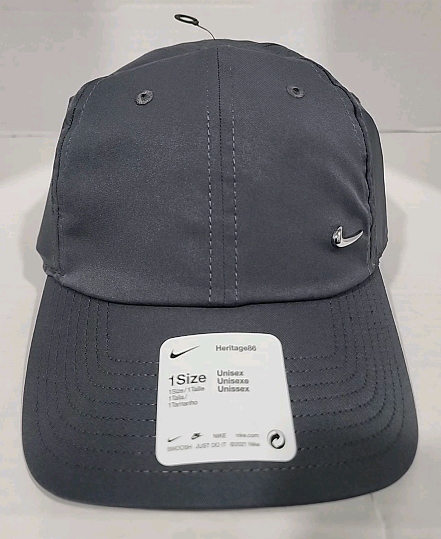 Nike Heritage86 Metal Swoosh Adult Unisex Backstrap Hat Charcoal 943092-021