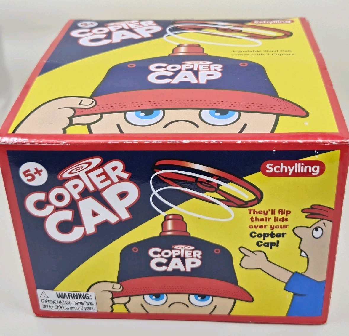 Schylling Toys Copter Cap Rotor Launching Hat Adjustable Size Cap With Box
