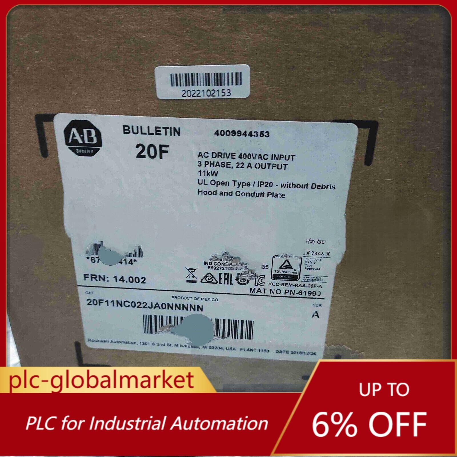 New AB 20F11NC022JA0NNNNN PowerFlex Air Cooled 753 AC Drive US Free Tax