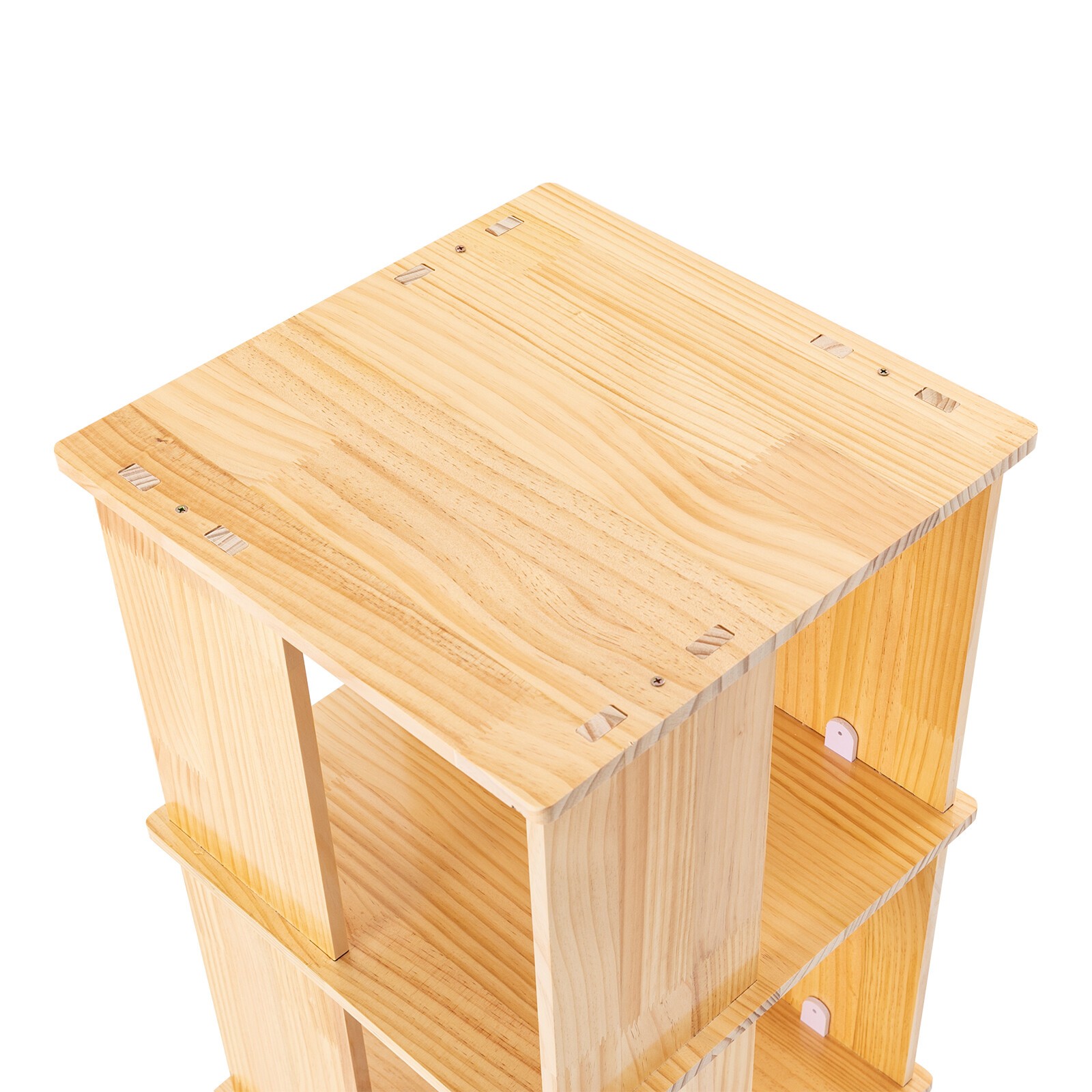 3 Tiers 360 Rotating Bookshelf Display Floor Standing Wood Bookcase Storage Rack
