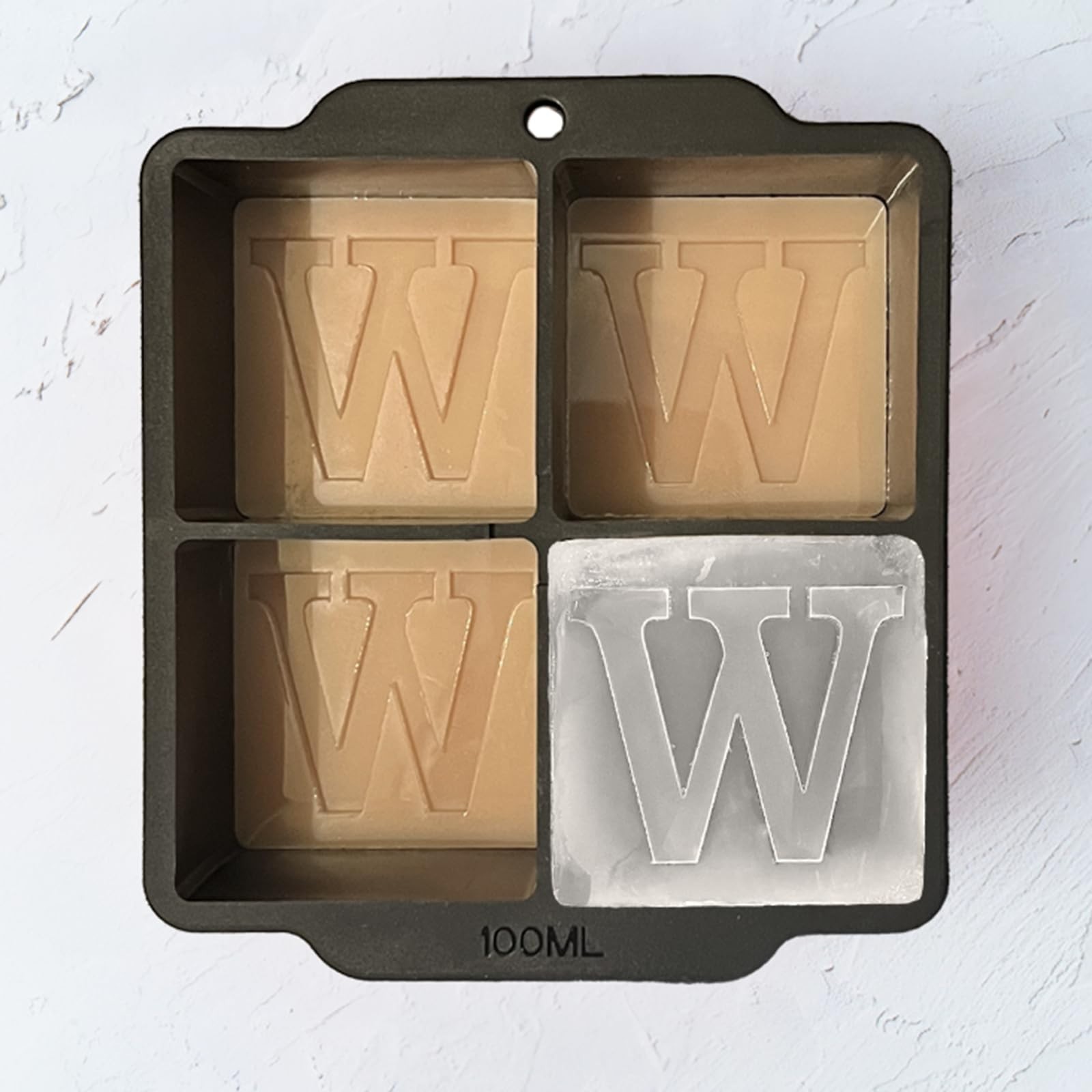 Custom Letter W Monogram Ice Cube Mold - 2" Silicone Tray for DAD, Gifts for Him