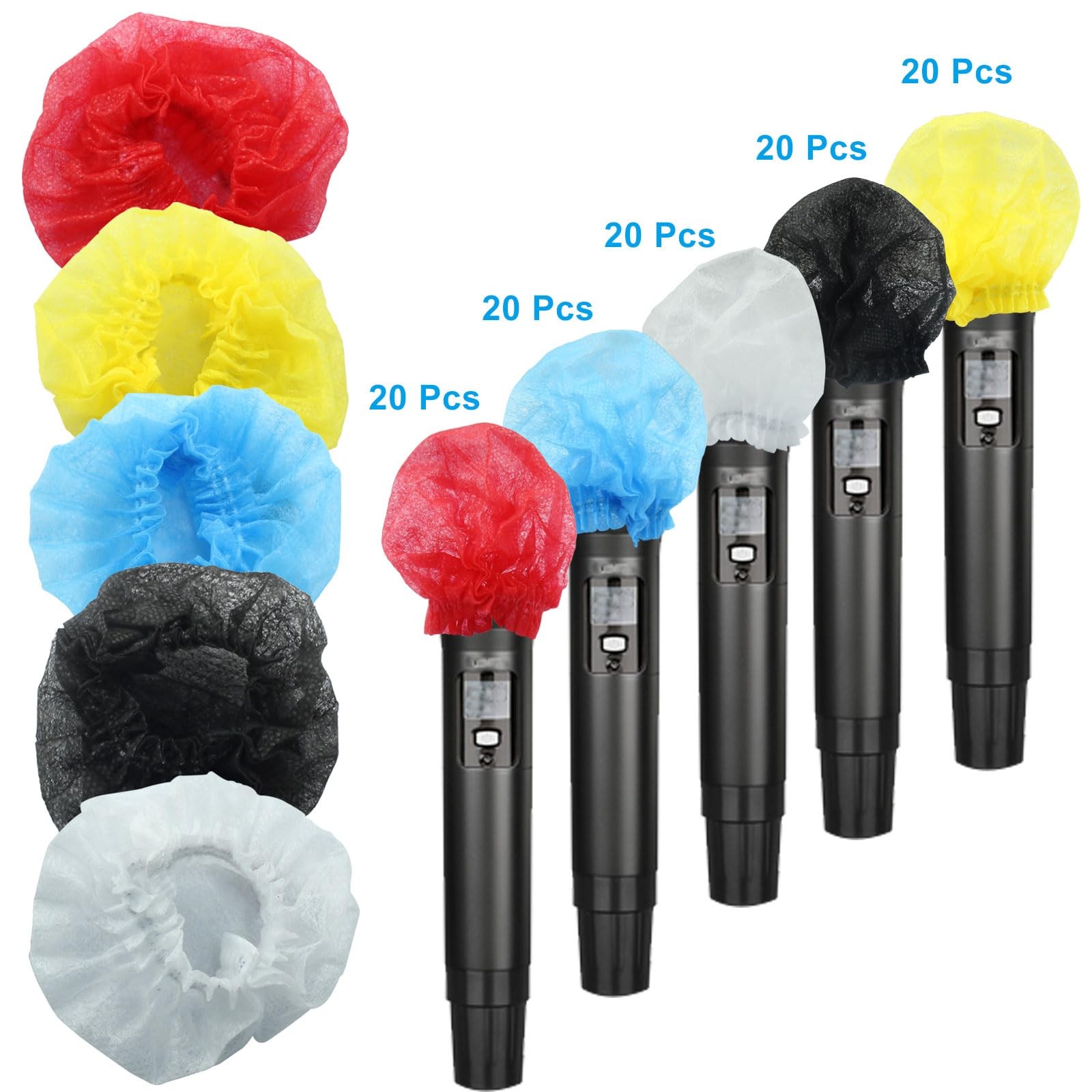 100 Pcs Disposable Microphone Hygiene Covers, Non-woven Handheld Mic Windscre...